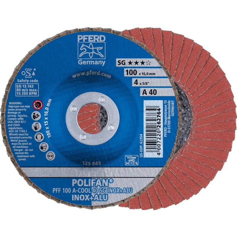 PFERD POLIFAN-lamellrondell PFF 100 A-COOL 40 SG INOX+ALU/16,0