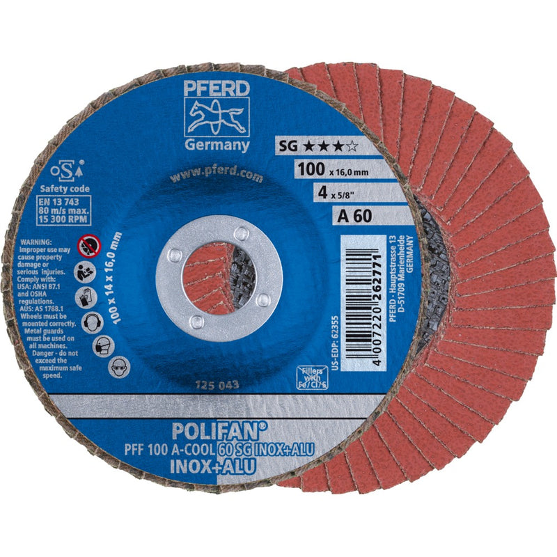 PFERD POLIFAN-lamellrondell PFF 100 A-COOL 60 SG INOX+ALU/16,0